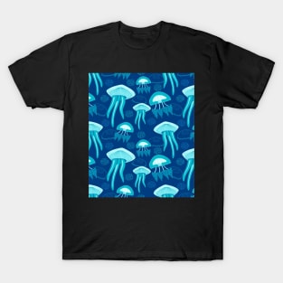 Blue Jelly Fish In The Deep Ocean T-Shirt